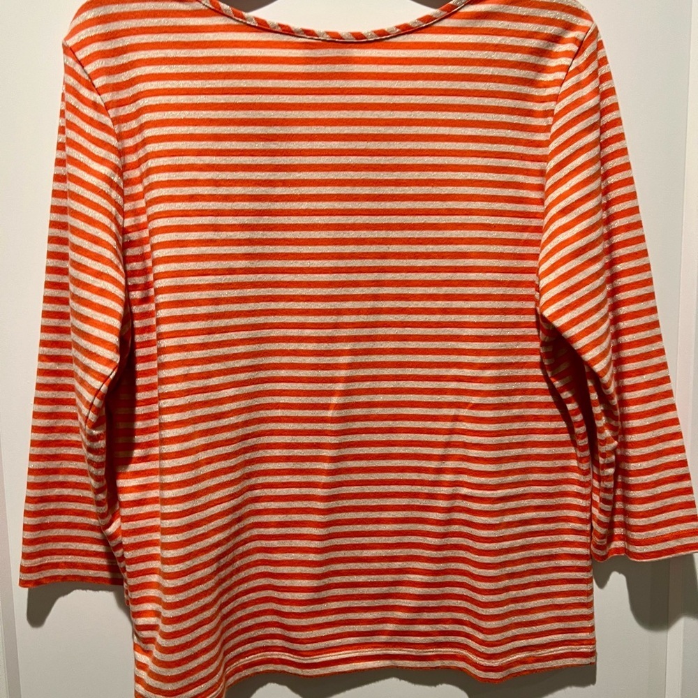 Hearts of Palm Orange and white stripe top Large - Picture 3 of 3